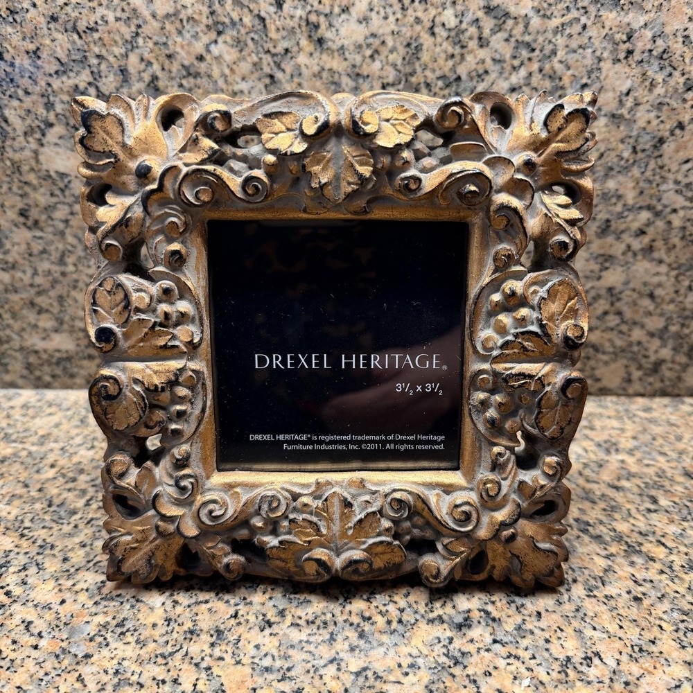 Drexel Heritage Gold Ornate Picture Photo Frame 3.5x3.5 Baroque Rococo Tabletop